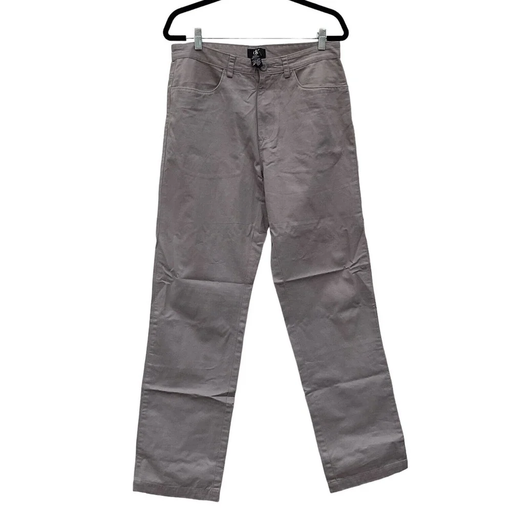 Calvin Klein Gray Pants Size 32 X 34 RN# 36543 100%‎ cotton straight leg
